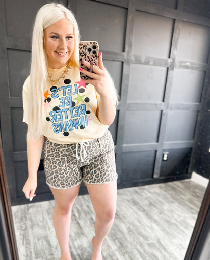 Leopard Drawstring Shorts