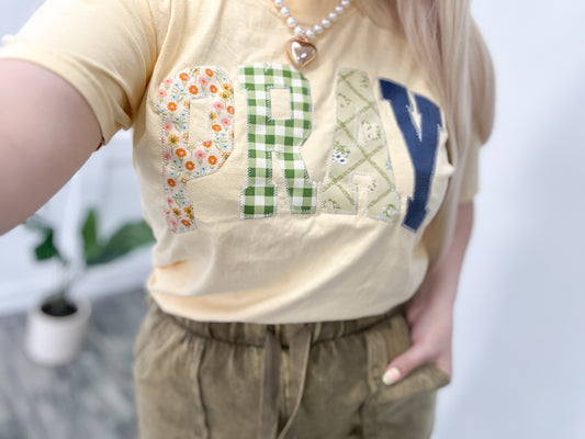 Butter {PRAY} Patchwork Appliqué Tee