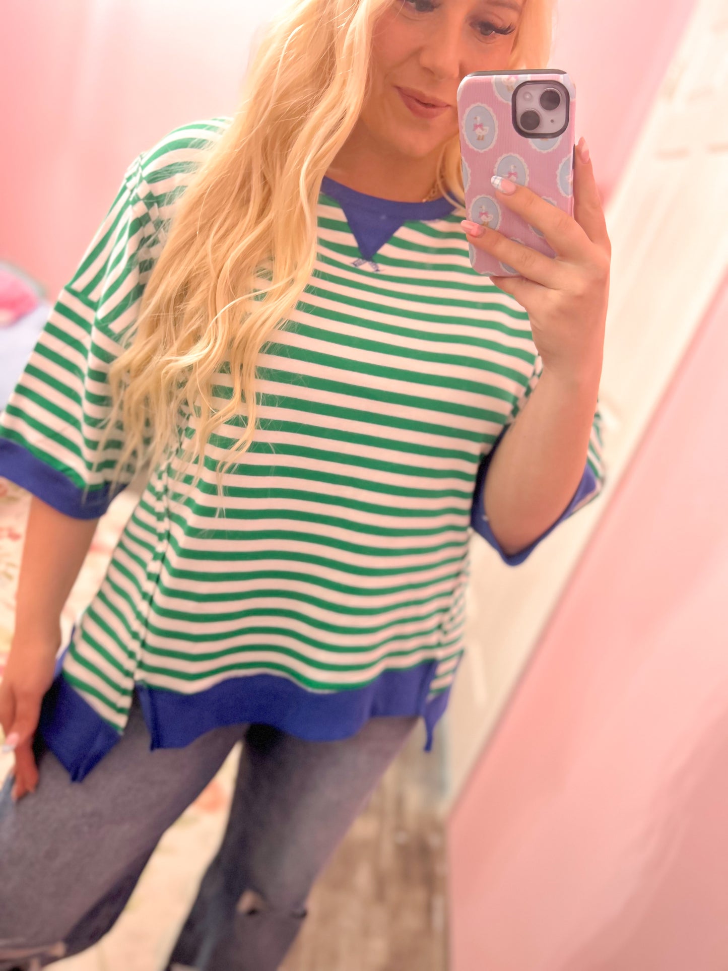 Kelly & Royal Striped Colorblock