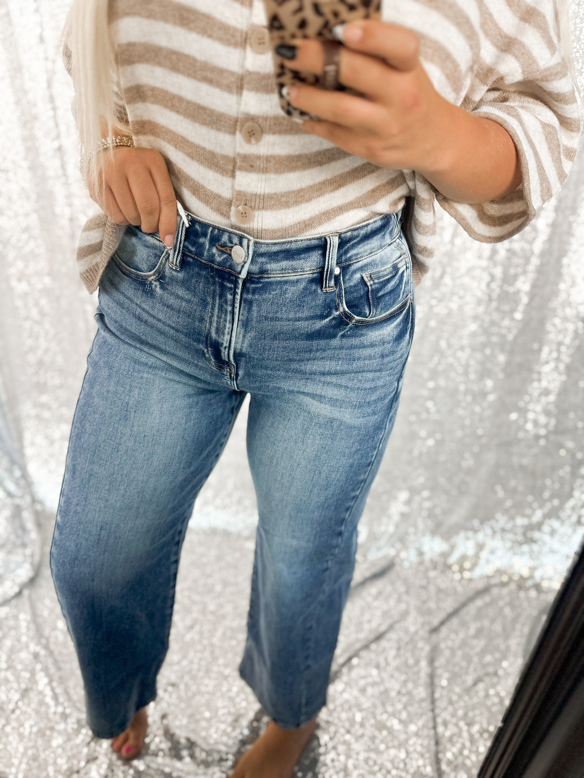 Risen Dark Wash Barrel Jeans