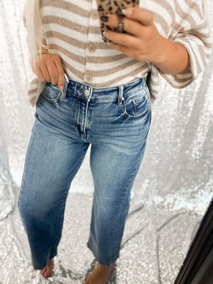 Risen Dark Wash Barrel Jeans