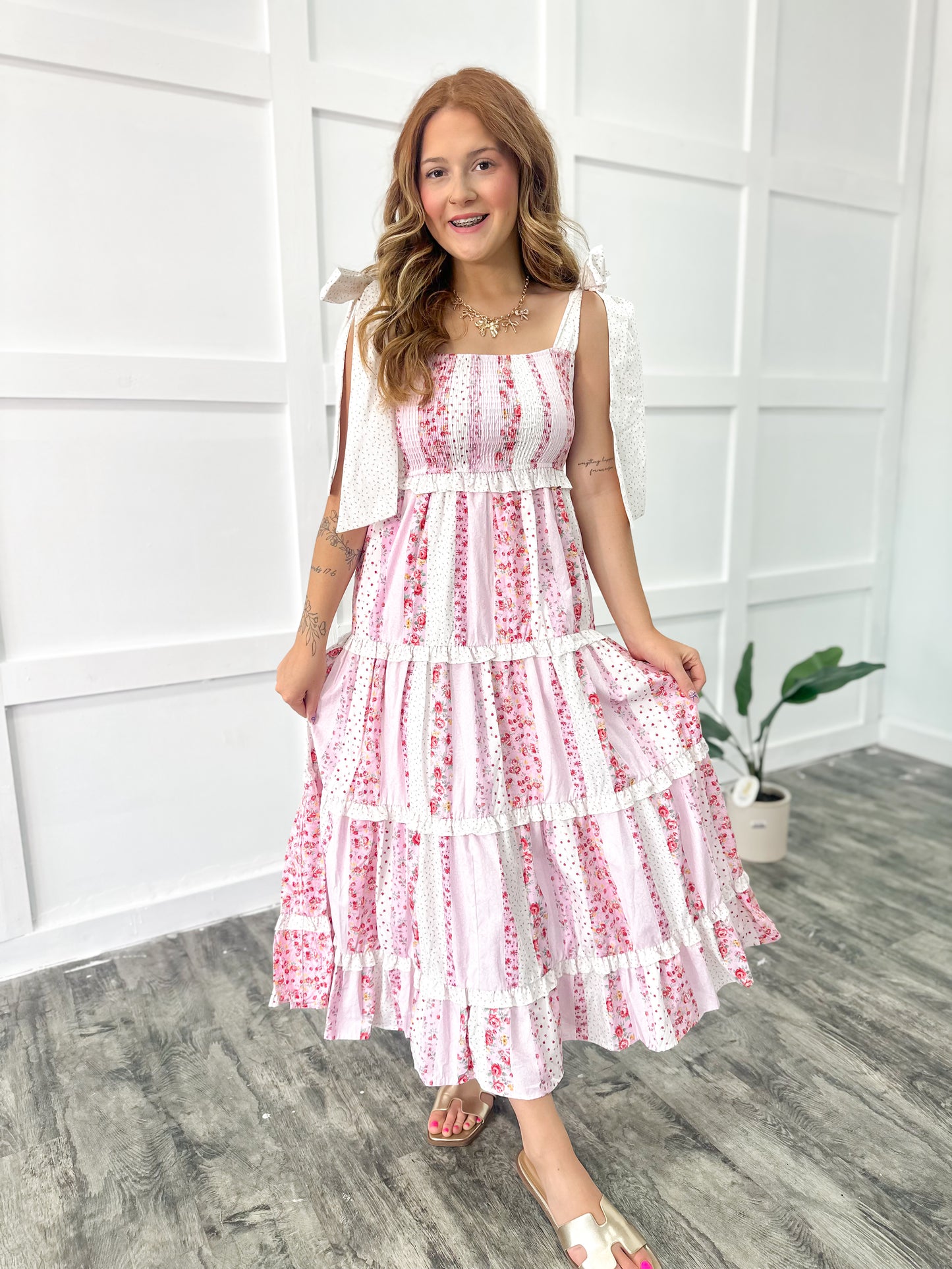 Pink Pressed Petals Maxi Dress
