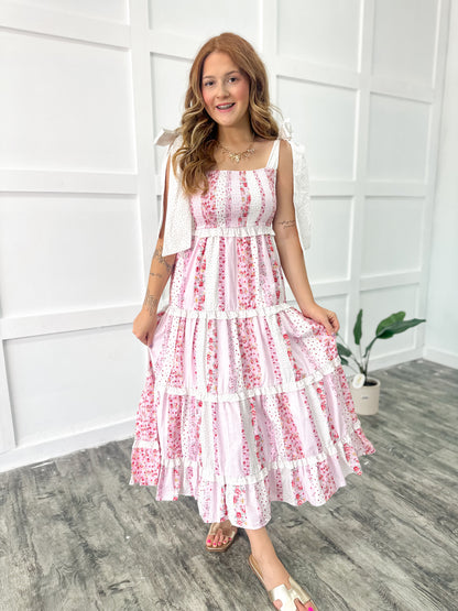 Pink Pressed Petals Maxi Dress