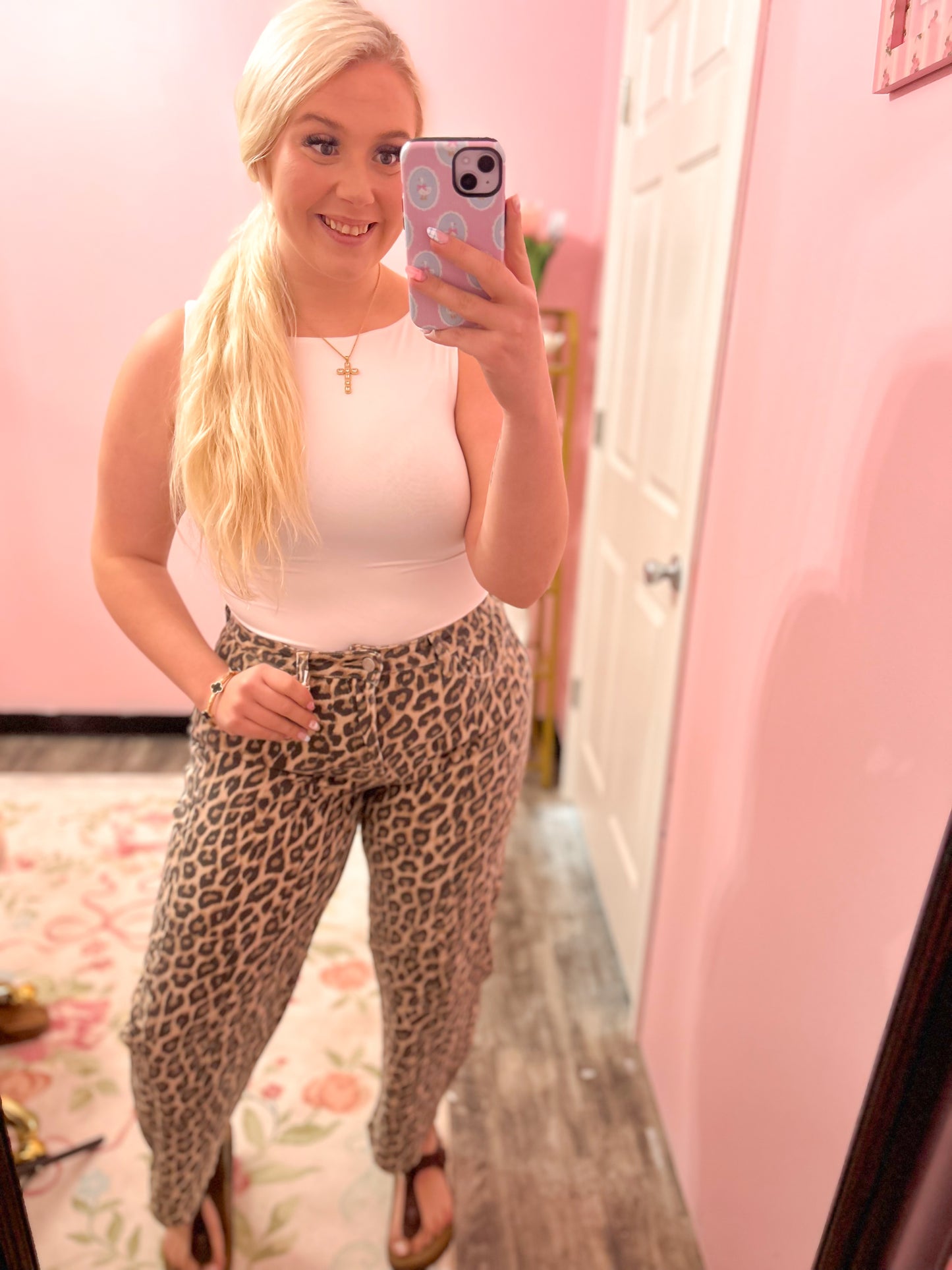 Leopard Luxe Barrel Jeans