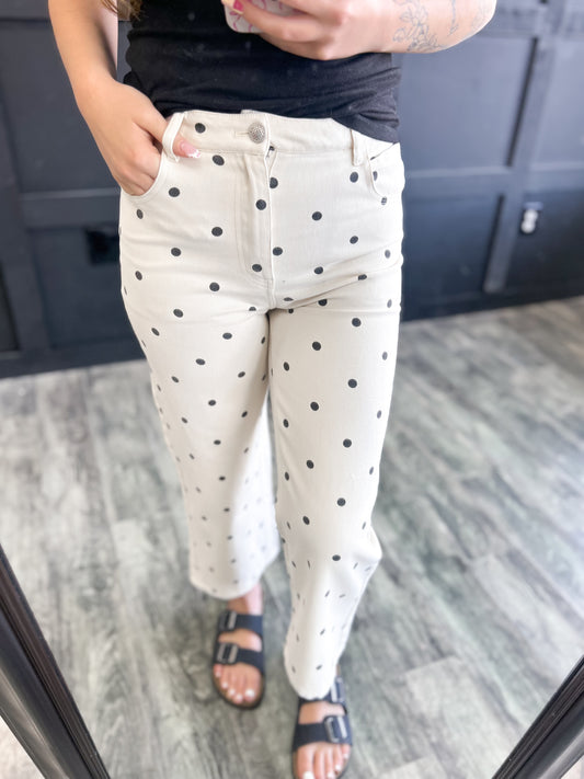 Polka Dot Straight Denim