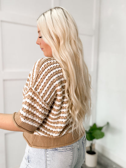 Driftwood Striped Knit Button Top
