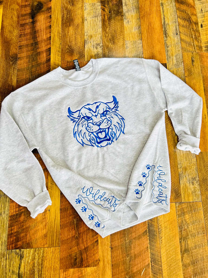 Wildcats Embroidered Side Split Crewneck