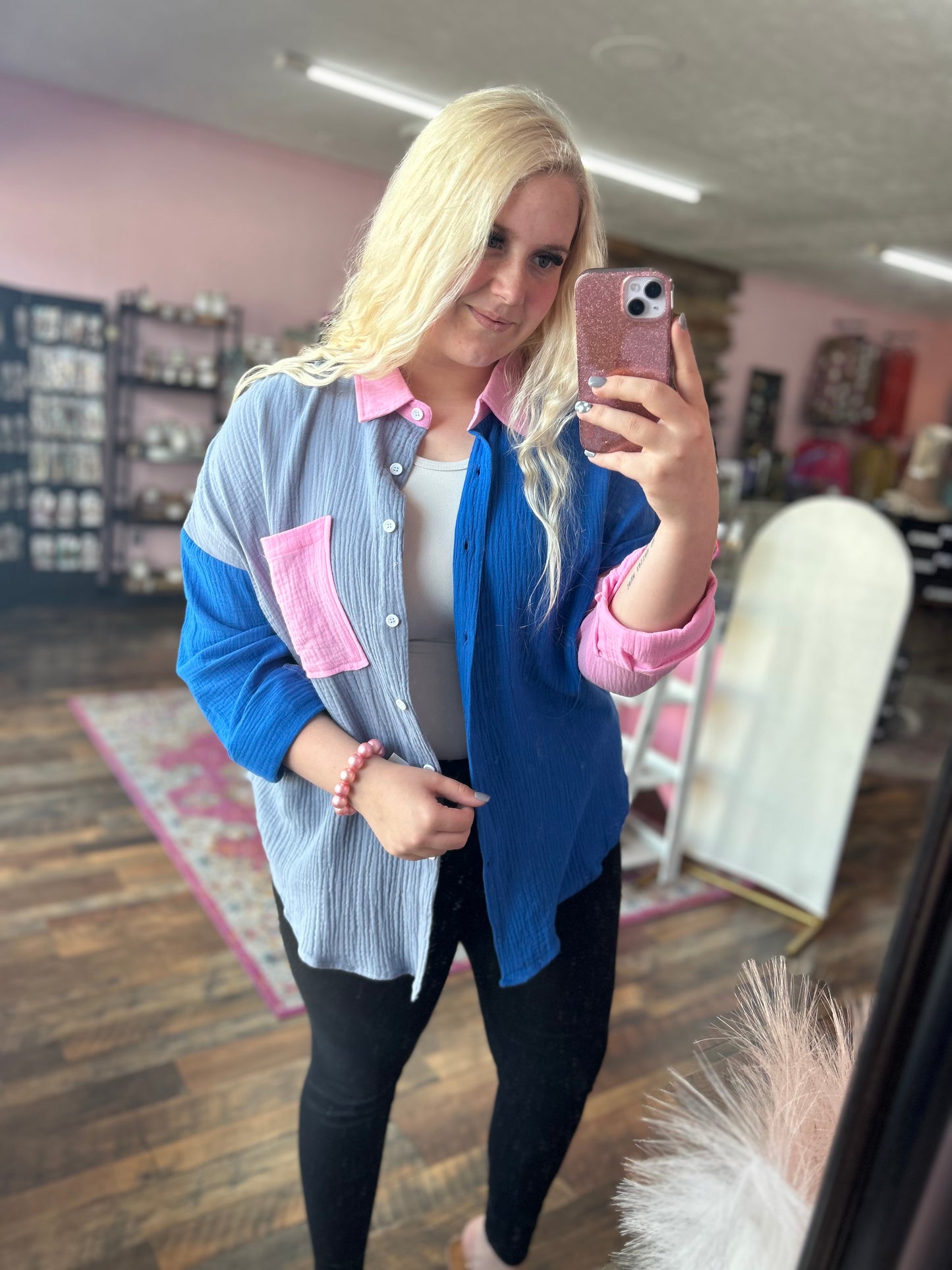 Bentley Colorblock Button Top