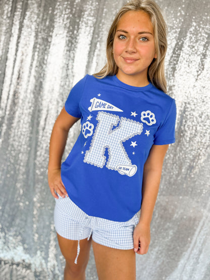 Blue Gingham Lace Shorts
