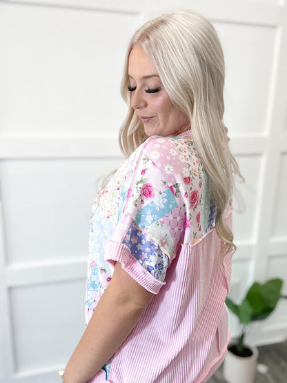 Garden Patchwork Ribbed Top