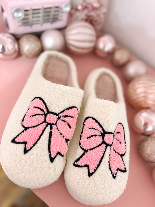 Pink Bow Slippers
