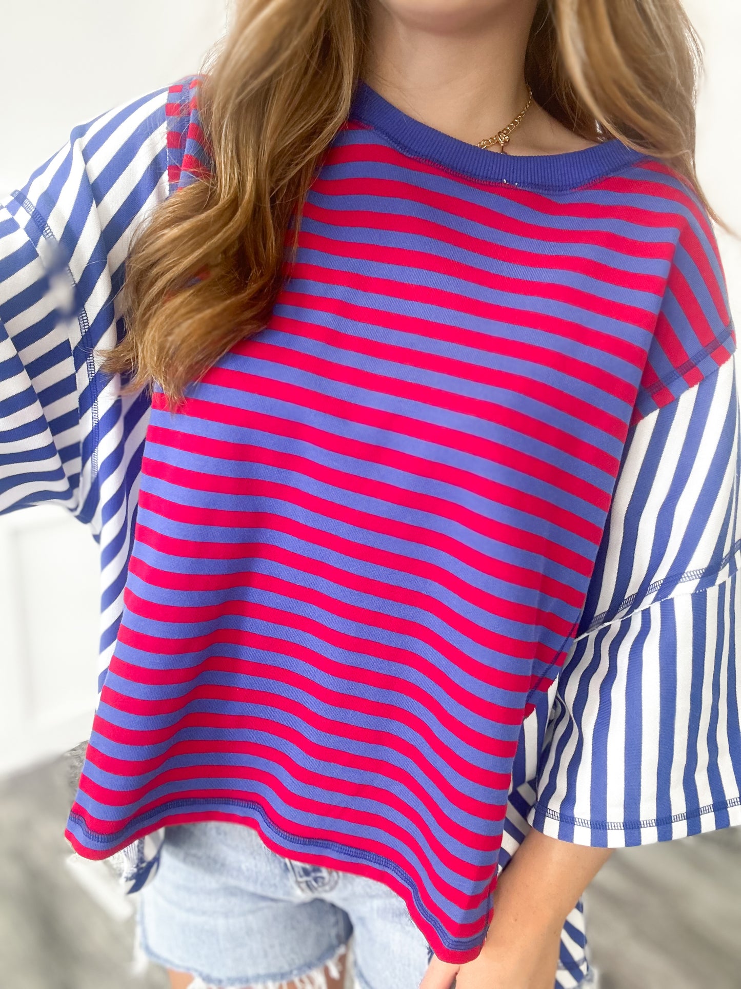 Americana Striped Oversized Top