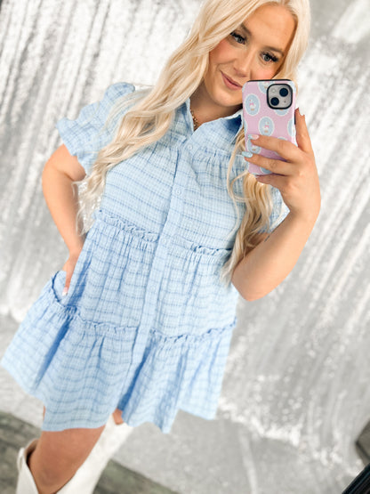 Blue Babydoll Ruffle Dress
