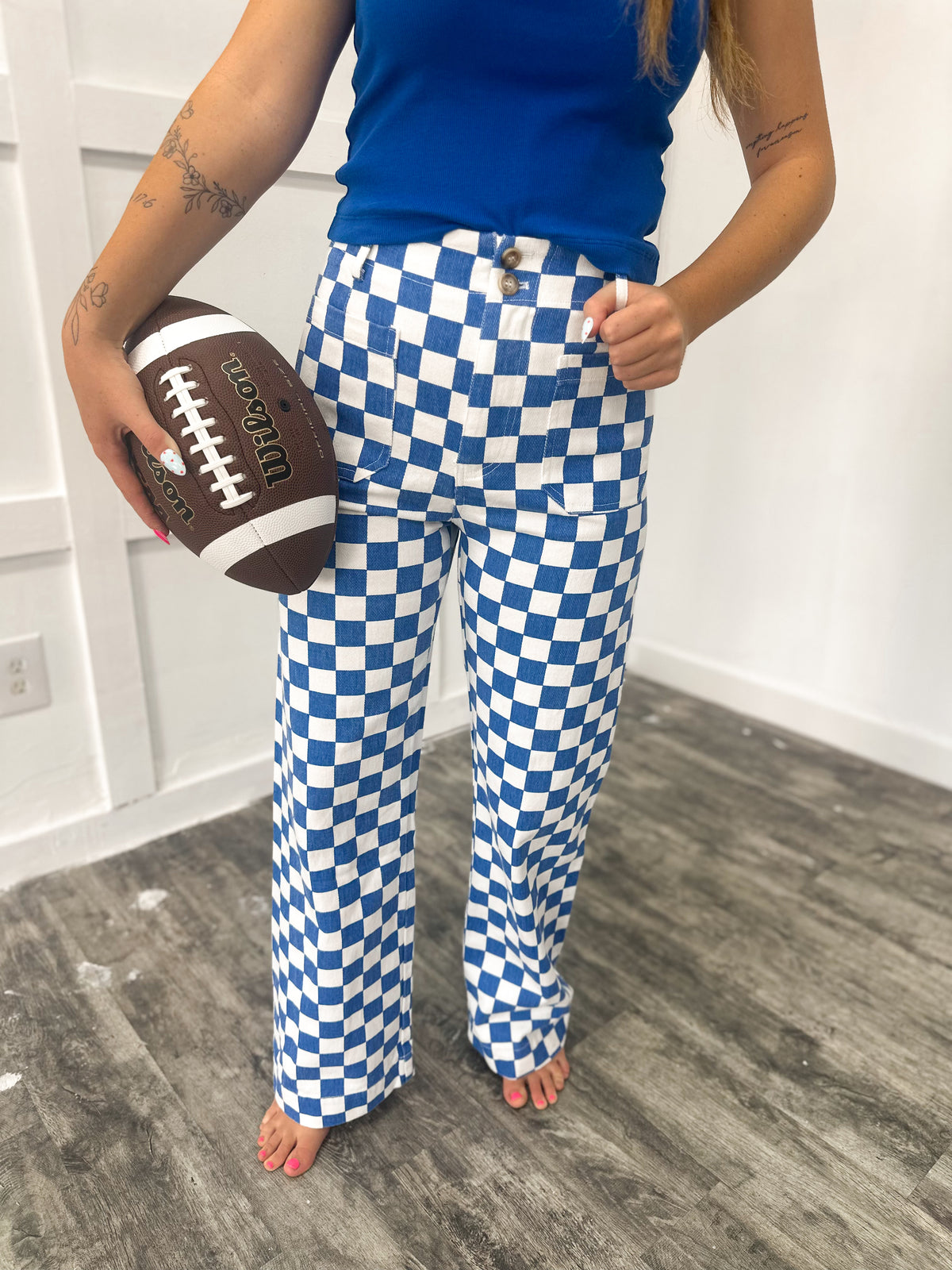 Royal Blue Checkered Denim