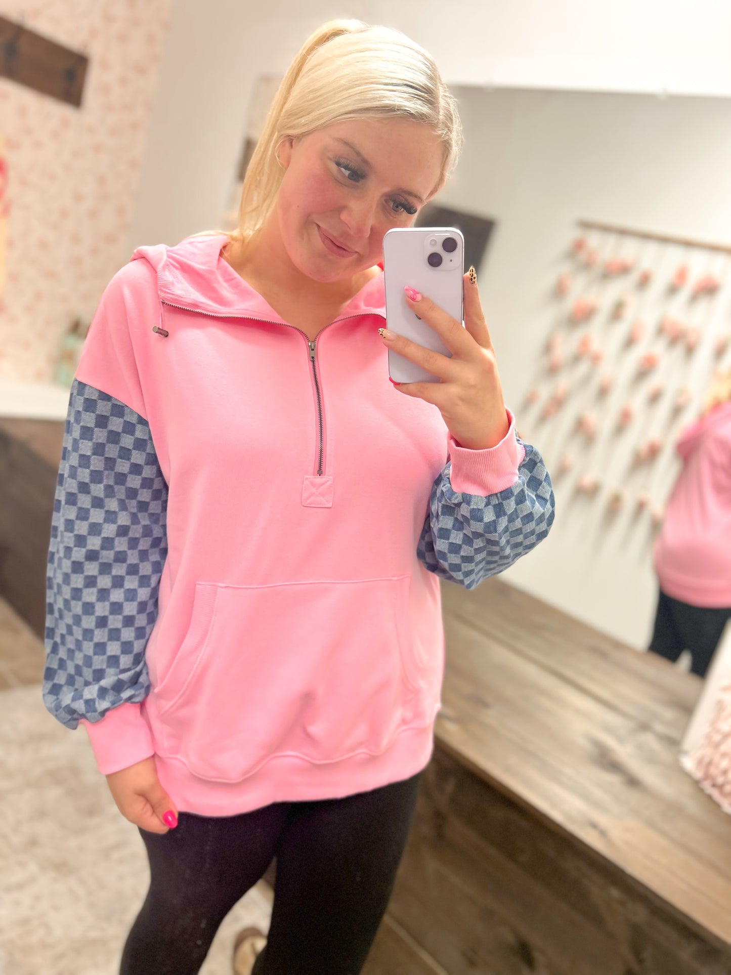 Bubblegum Checker Half Zip