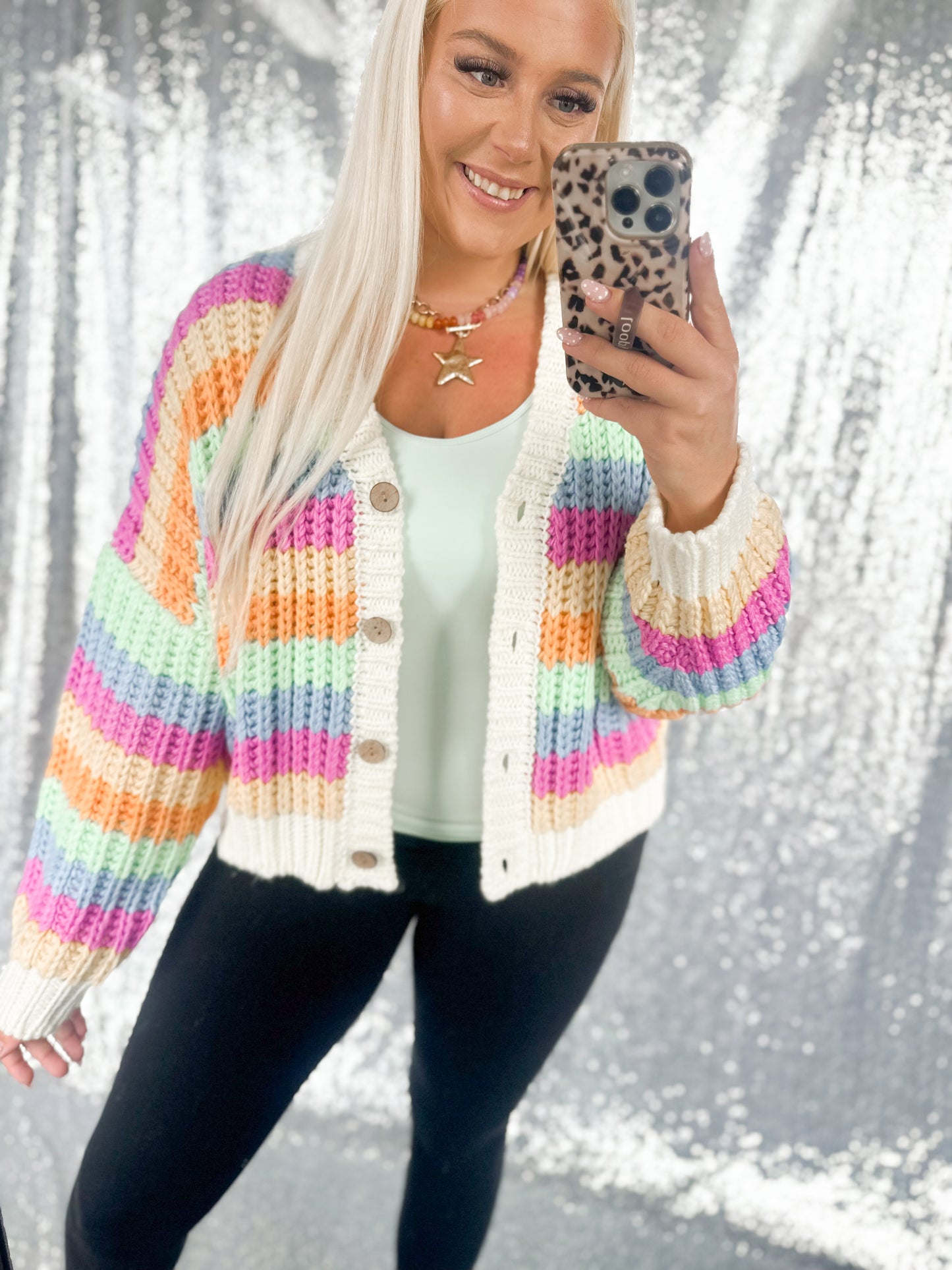 Rainbow Revival Chunky Knit Cardigan