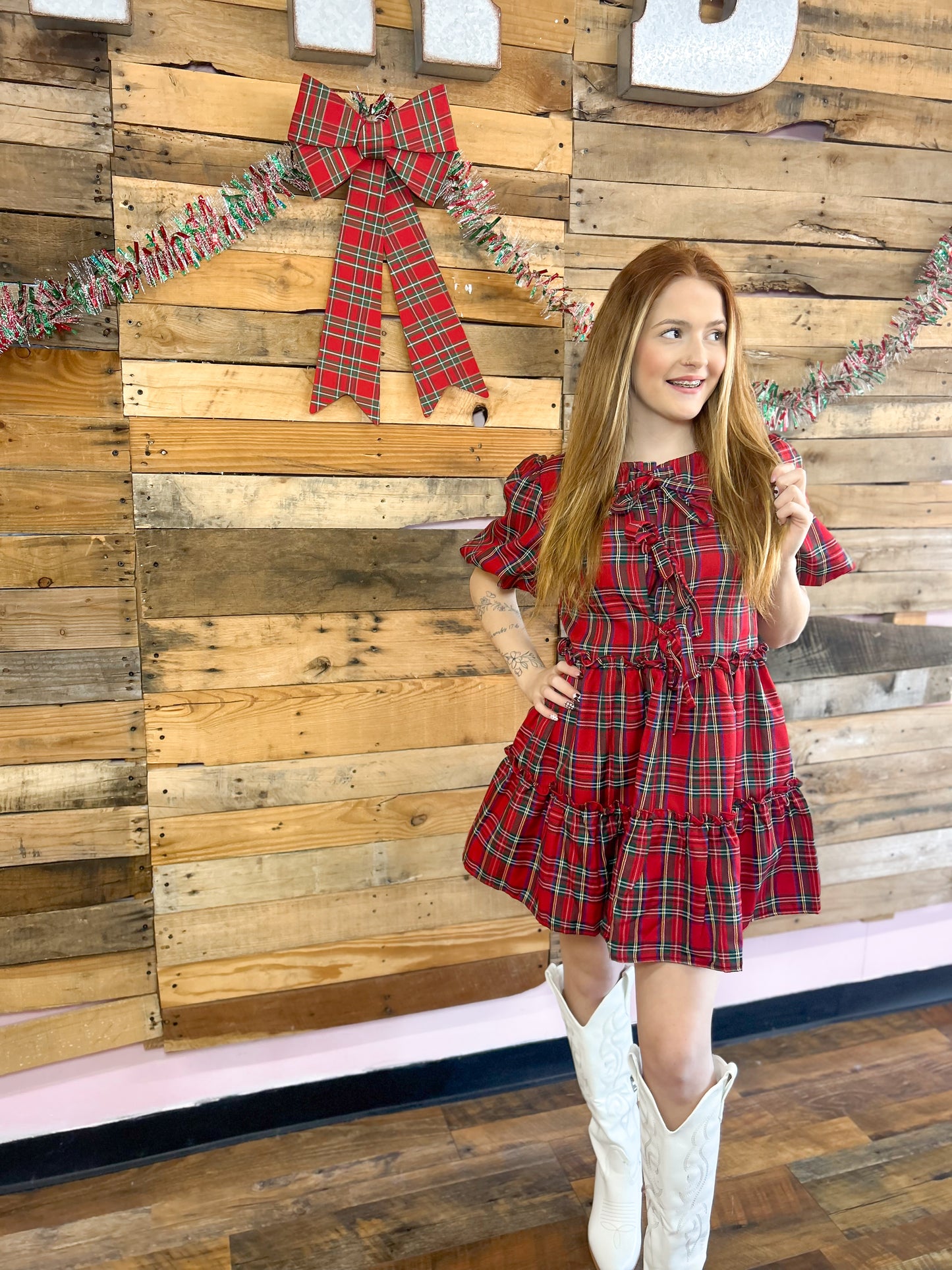 Christmas Cottage Plaid Dress