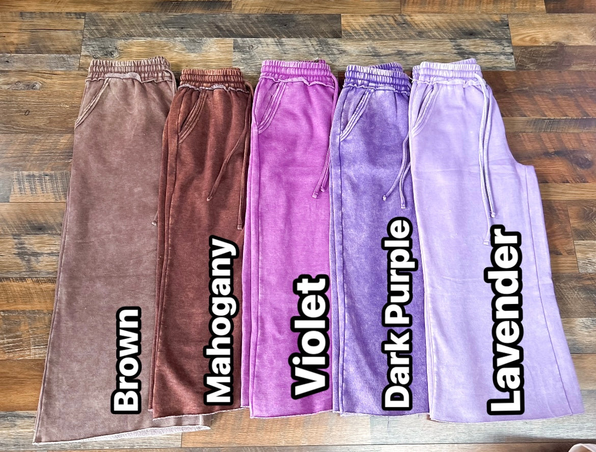 Zenana Fleece Acid Wash Sweatpants