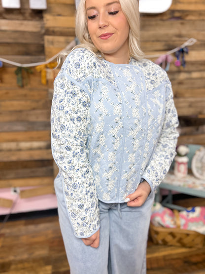 Blue Meadow Quilted Coat