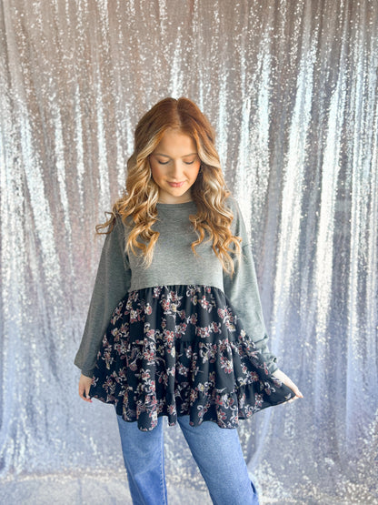 Twilight Bloom Babydoll Top