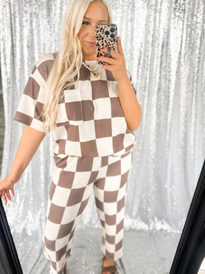 Mocha Checker Ribbed {SET}