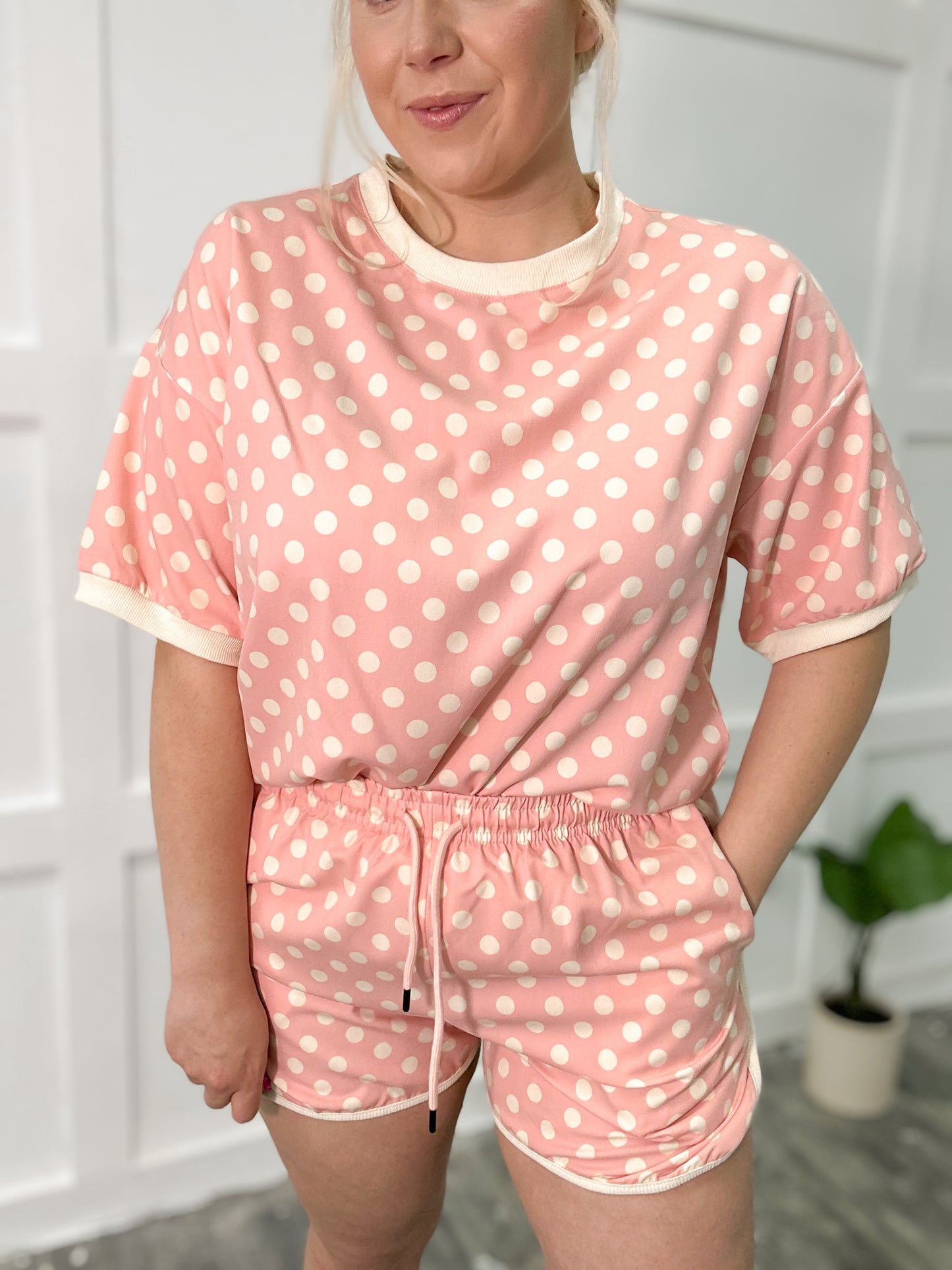 Peachy Polka Dot Short {SET}
