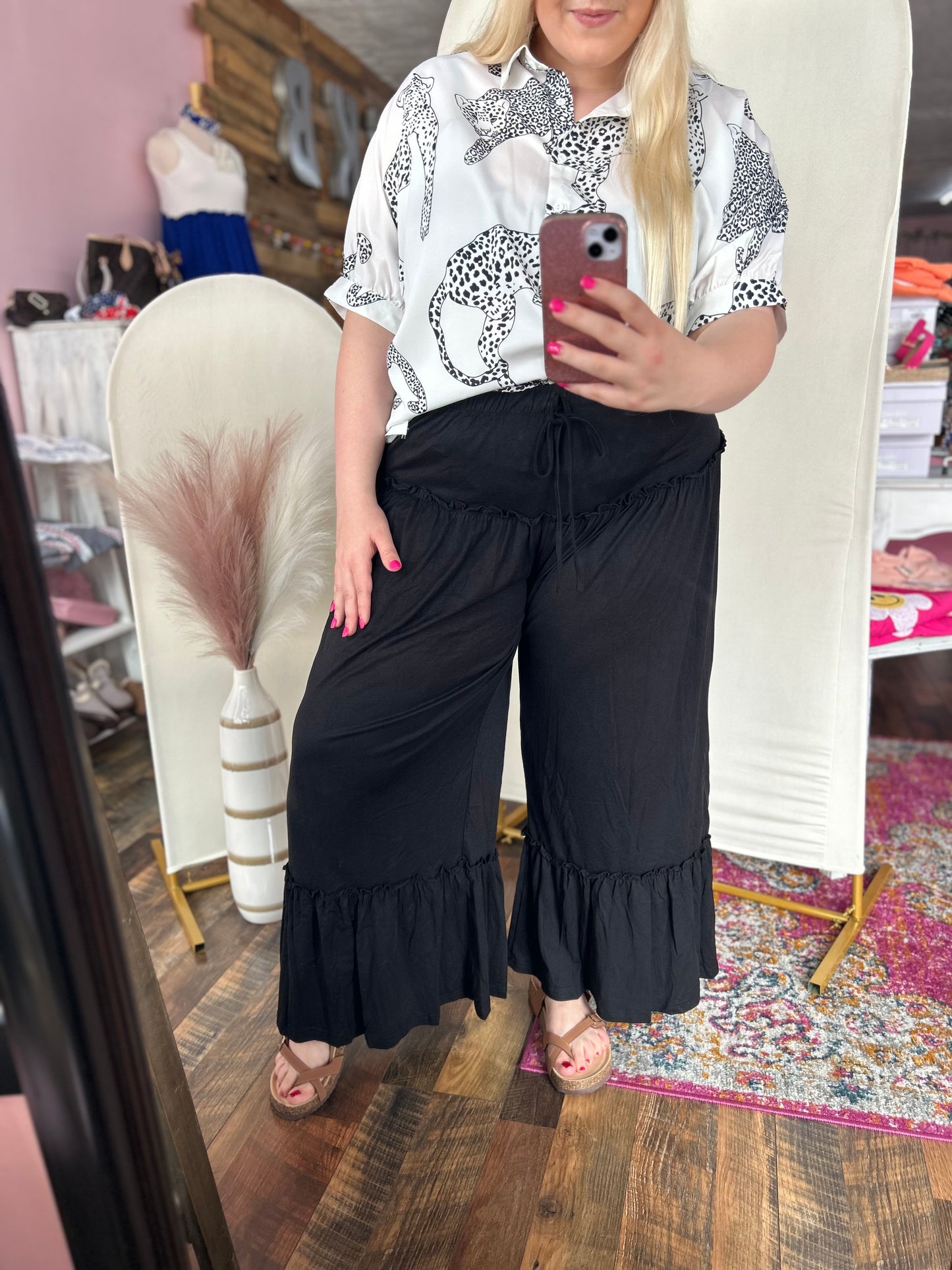 Wrenlie Wide Leg Pants (BLACK)