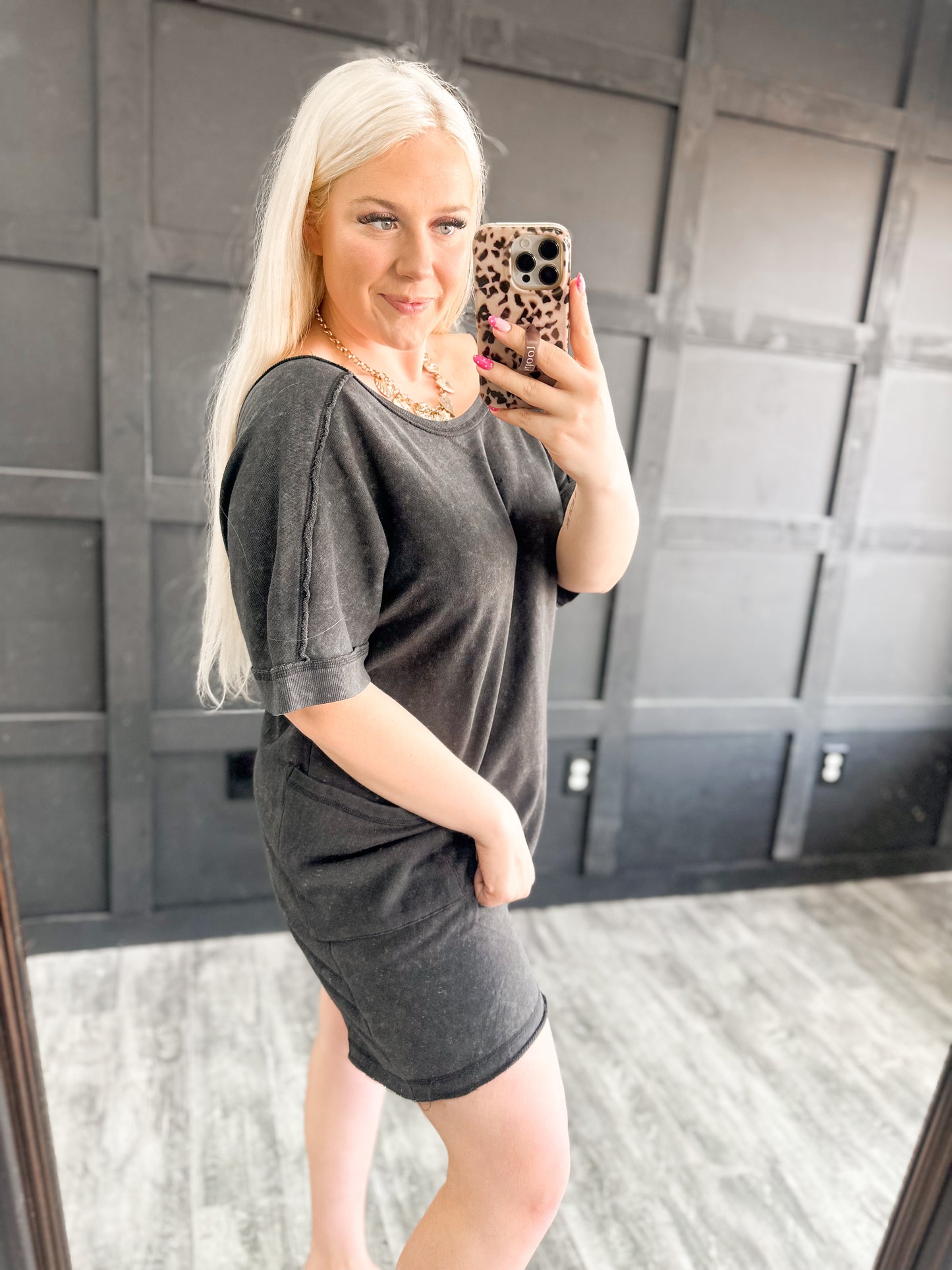 Black Oversized Pocket Romper