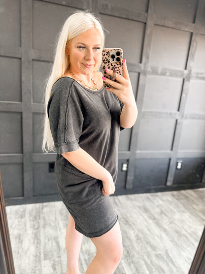 Black Oversized Pocket Romper