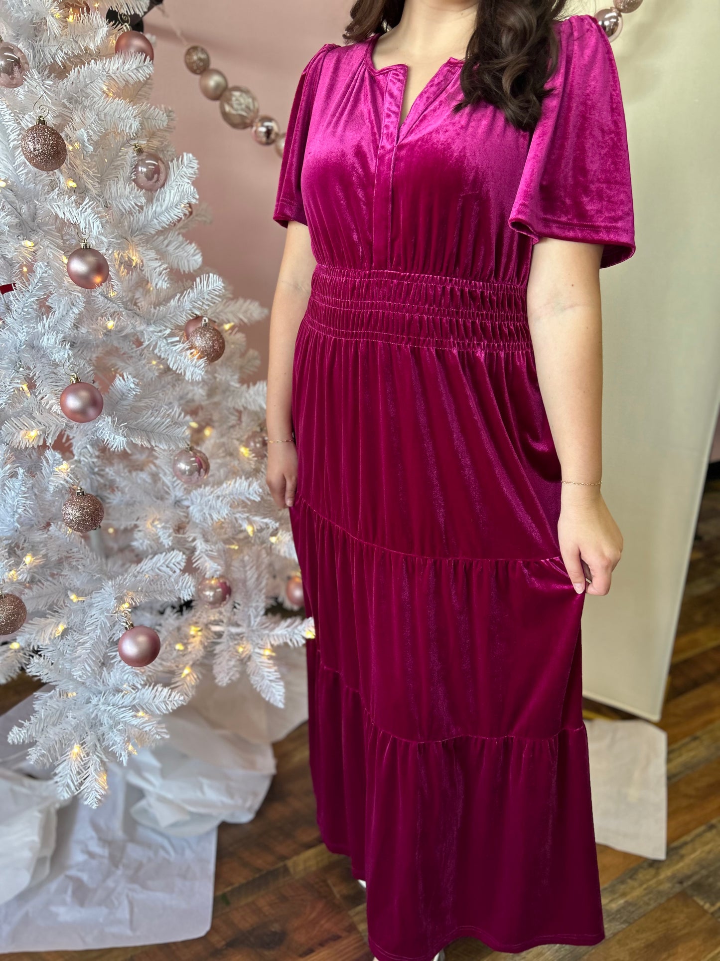 Burgundy Velvet Maxi Dress