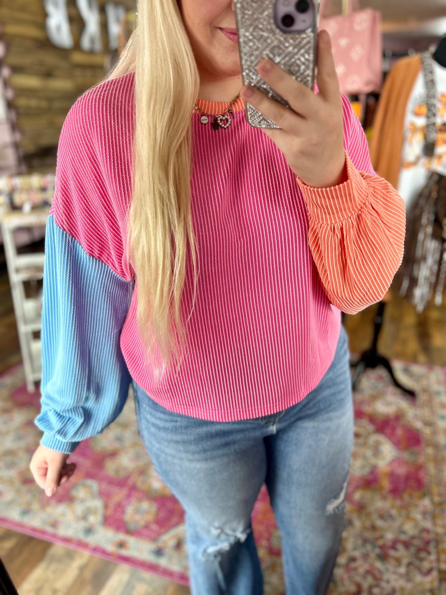 Vibrant Ribbed Colorblock Top