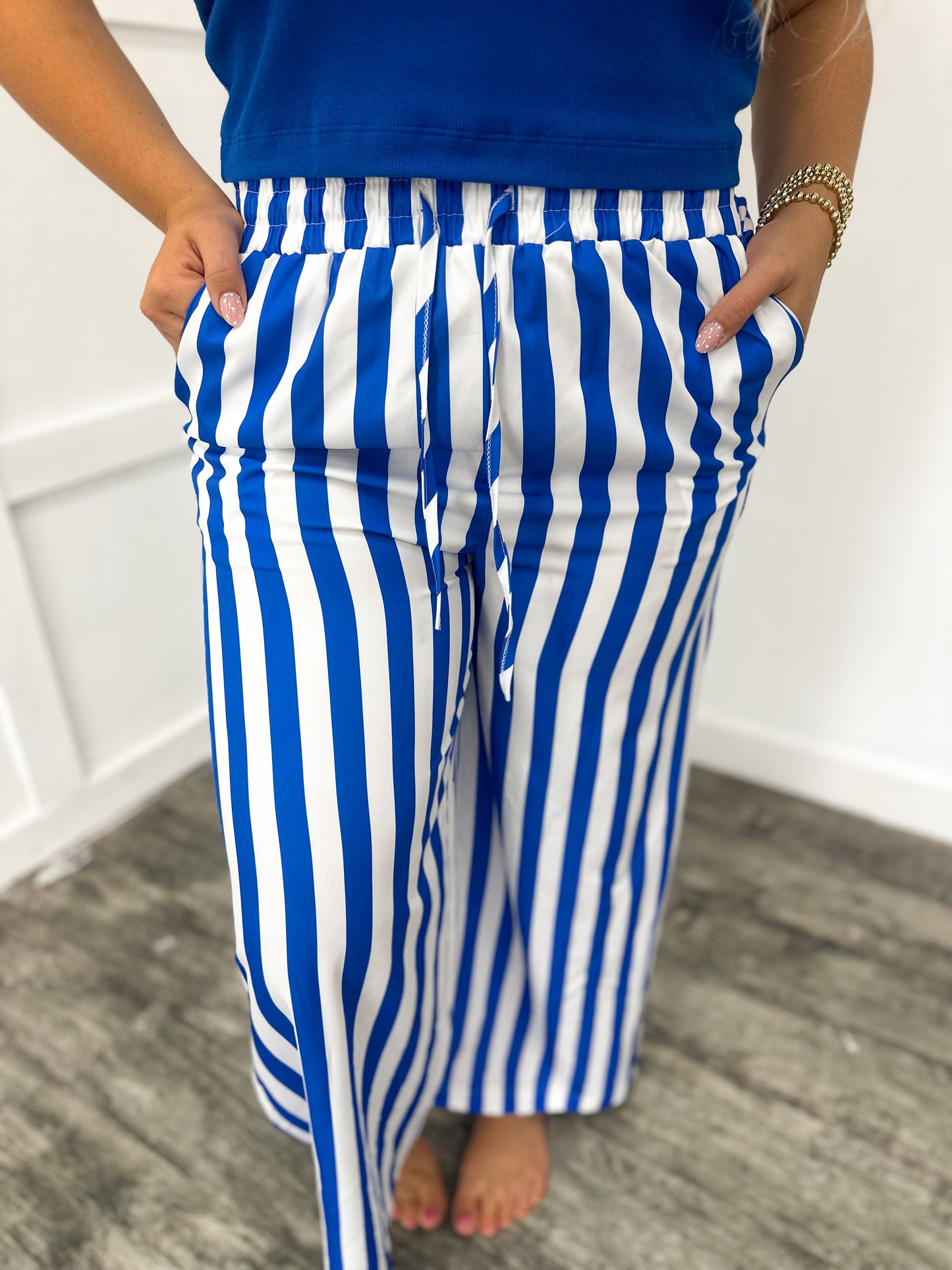 Royal Blue Striped Pants