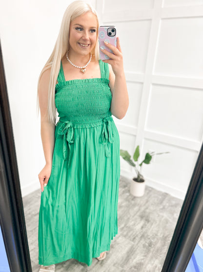 Kelly Green Smocked Maxi