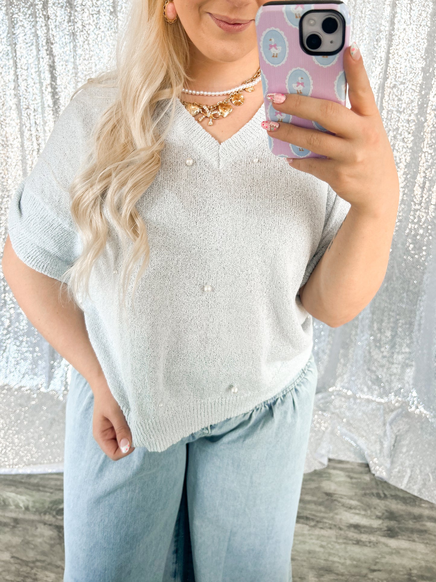 Blue Belle Pearl Top