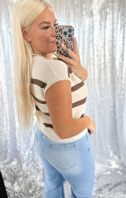 Mocha Striped Knit Tank