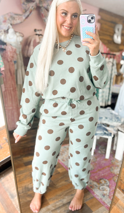 Mint & Chocolate Brown Polka Dot {Set}