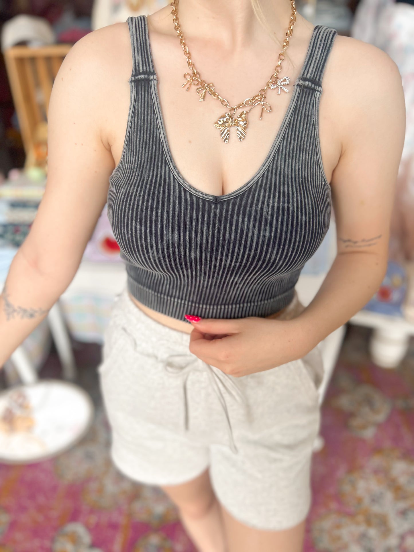 Acid Wash Padded Bralettes