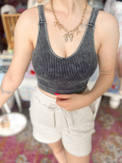 Acid Wash Padded Bralettes