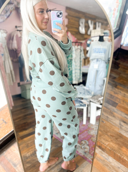 Mint & Chocolate Brown Polka Dot {Set}