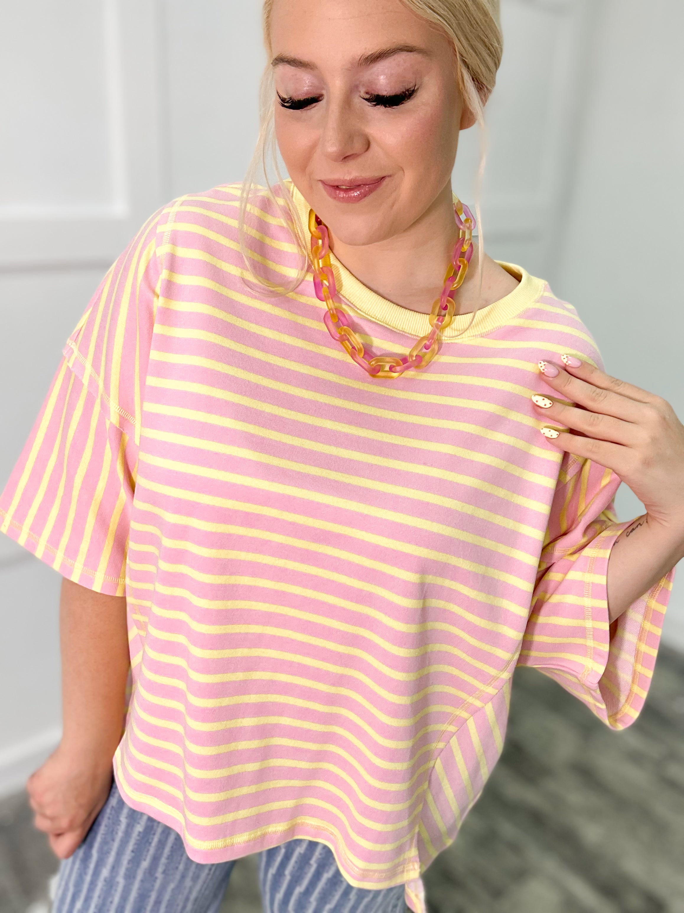 Pink Lemonade Oversized Colorblock Top – Hadley Kate’s Boutique
