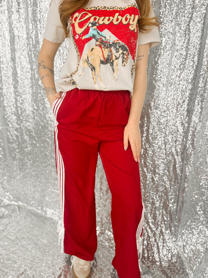 Red Varsity Track Pants