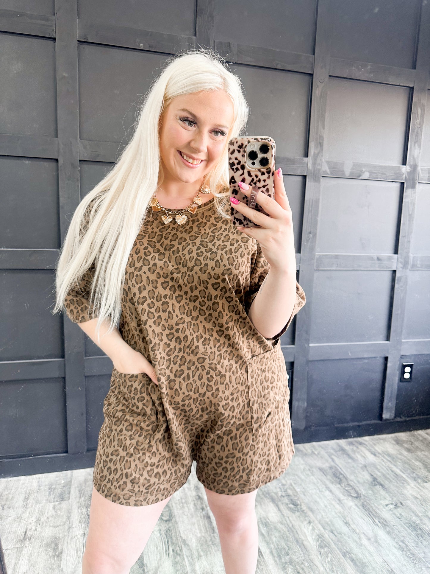 Oversized Cheetah Pocket Romper