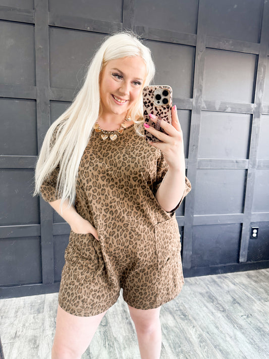 Oversized Cheetah Pocket Romper
