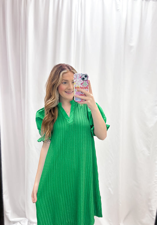 Kelly Green Textured Dress