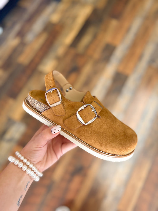 Taupe Buckle Clog