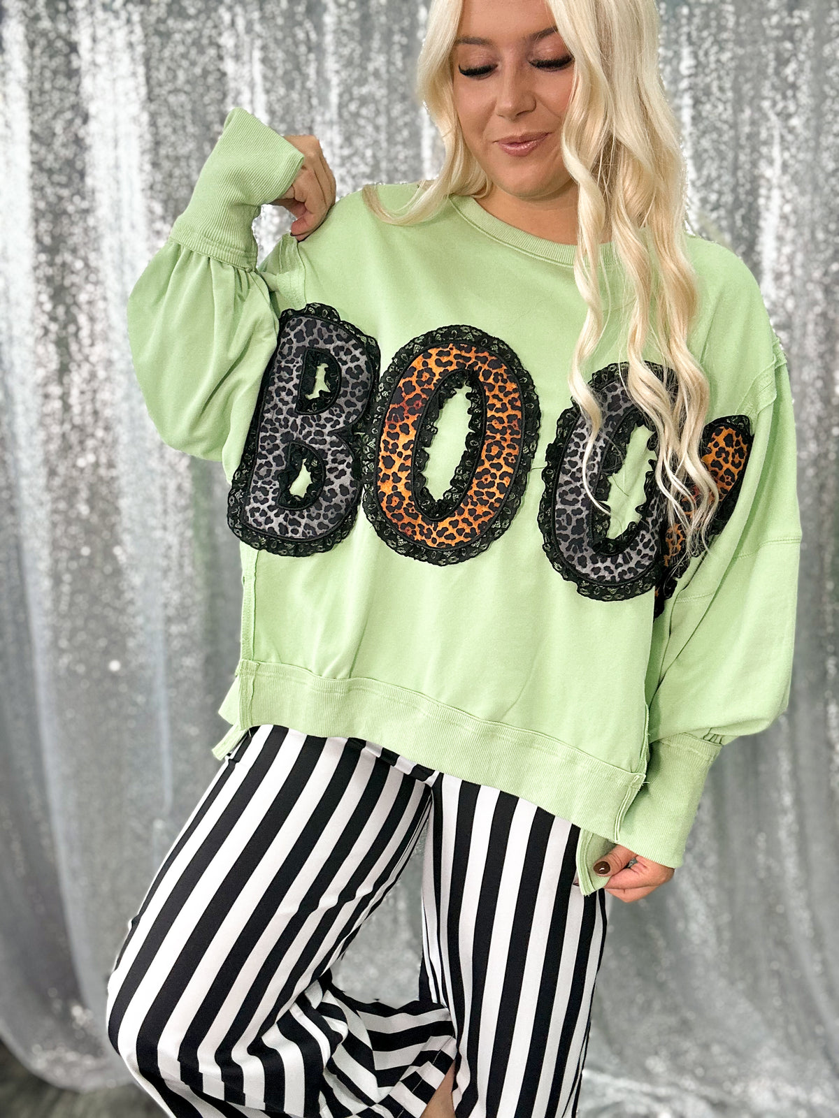 {BOO} Oversized Patchwork Crewneck