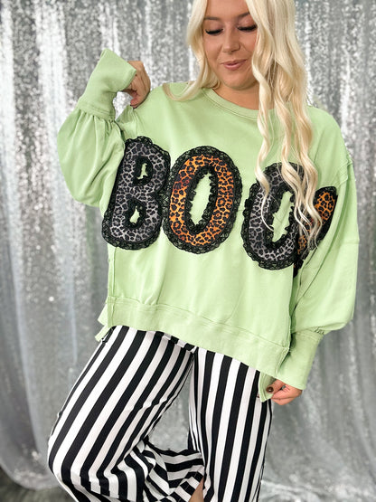 {BOO} Oversized Patchwork Crewneck