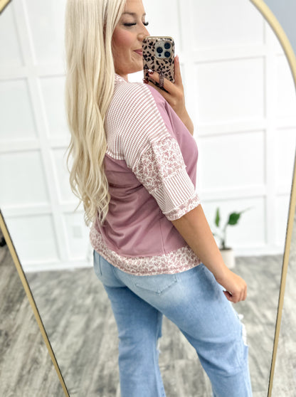 Mauve Meadows Oversized Button Top