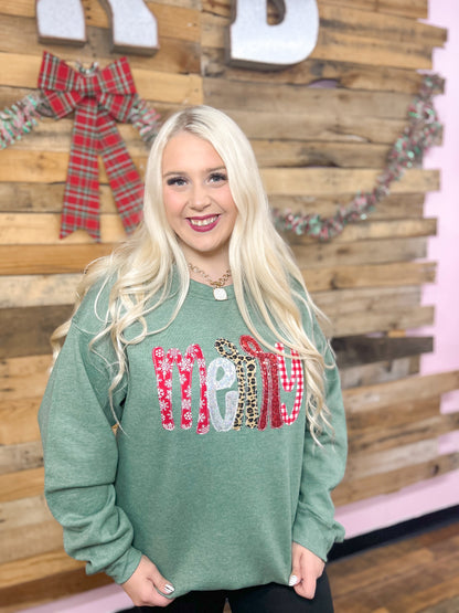 Merry Sequin Crewneck