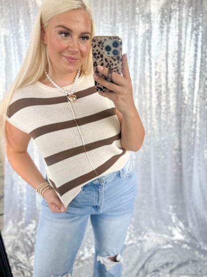 Mocha Striped Knit Tank